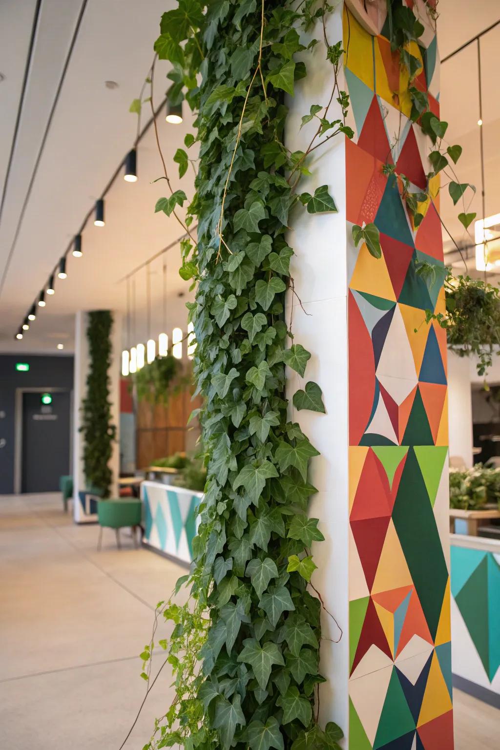 A unique ivy wall art featuring creative geometric patterns.