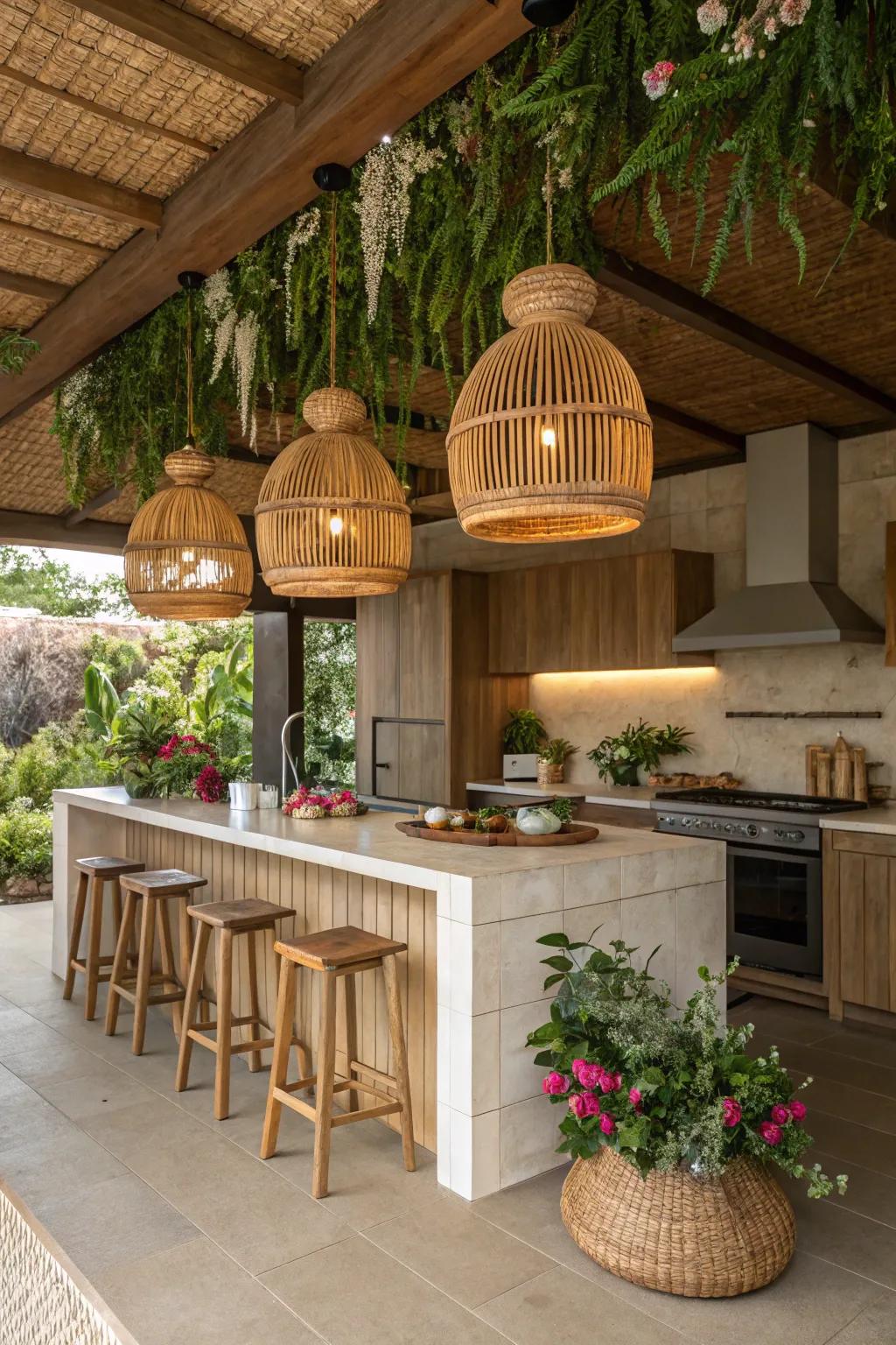Organic pendants bring the outdoors in.