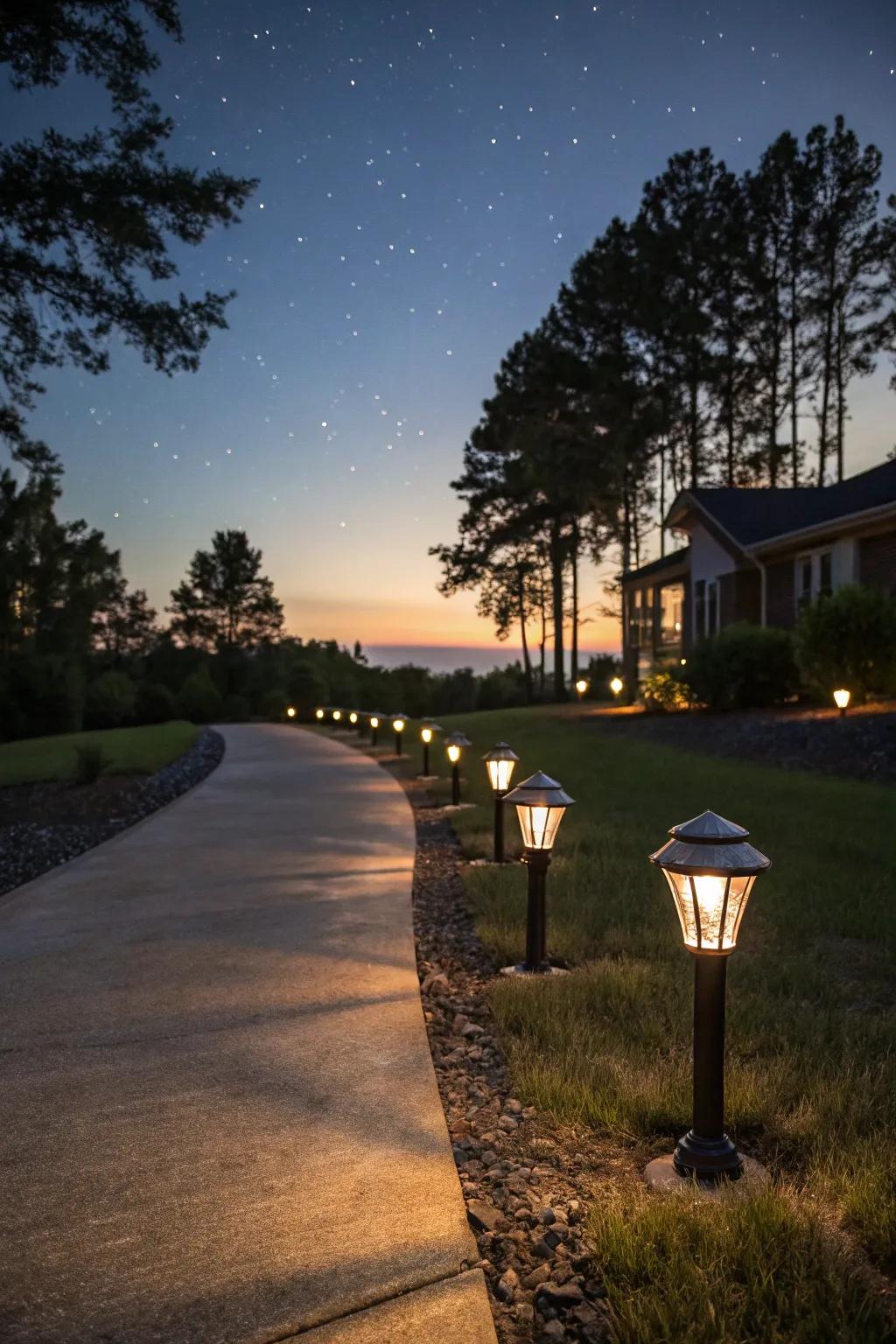 Eco-friendly solar lights providing a gentle outdoor glow.