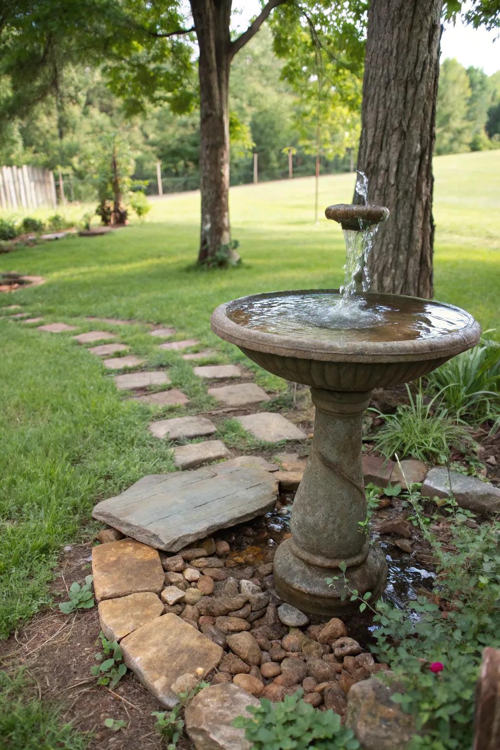 A basic water feature has the ability to create a serene atmosphere and draw wildlife.
