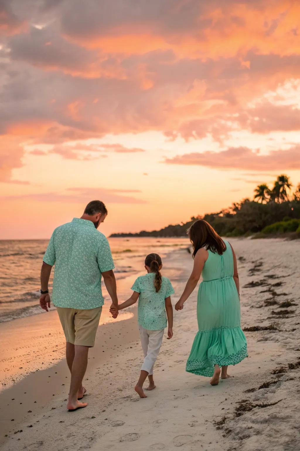 Ocean foam and beach sand colors capture the essence of ocean tranquility.