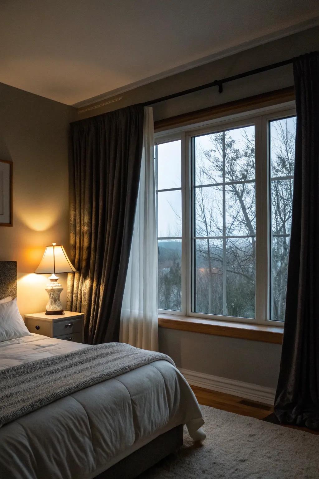 Blackout curtains provide the ultimate privacy.