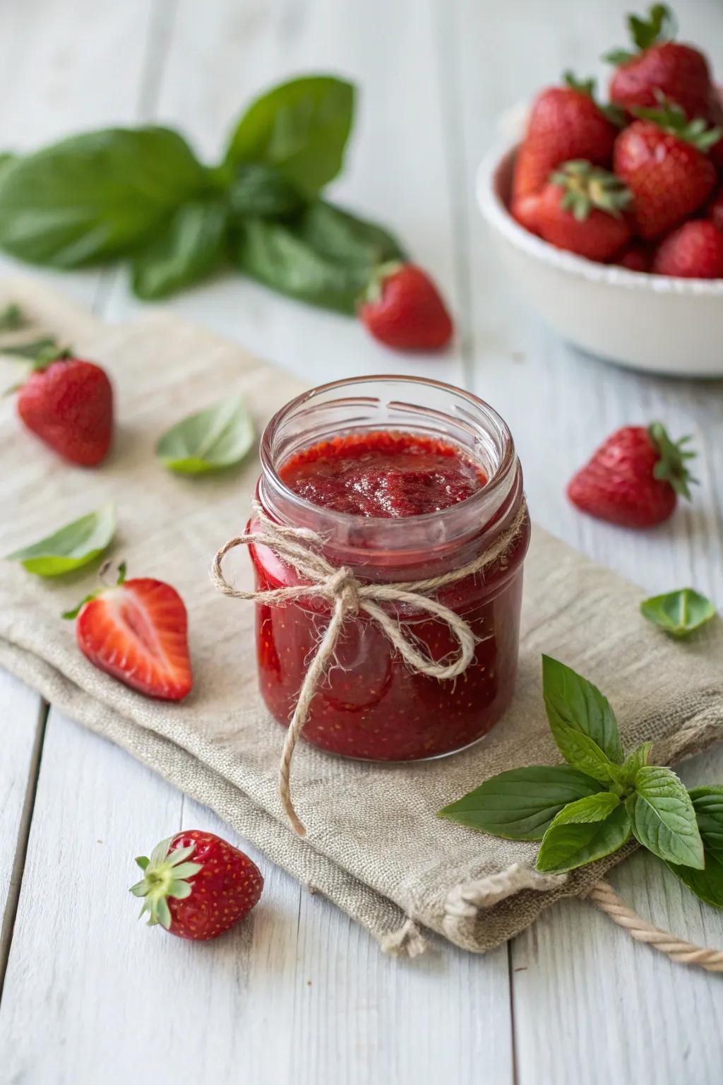 Delight Dad with a touch of homemade goodness: Strawberry-Basil Spread for the perfect Father's Day gift!