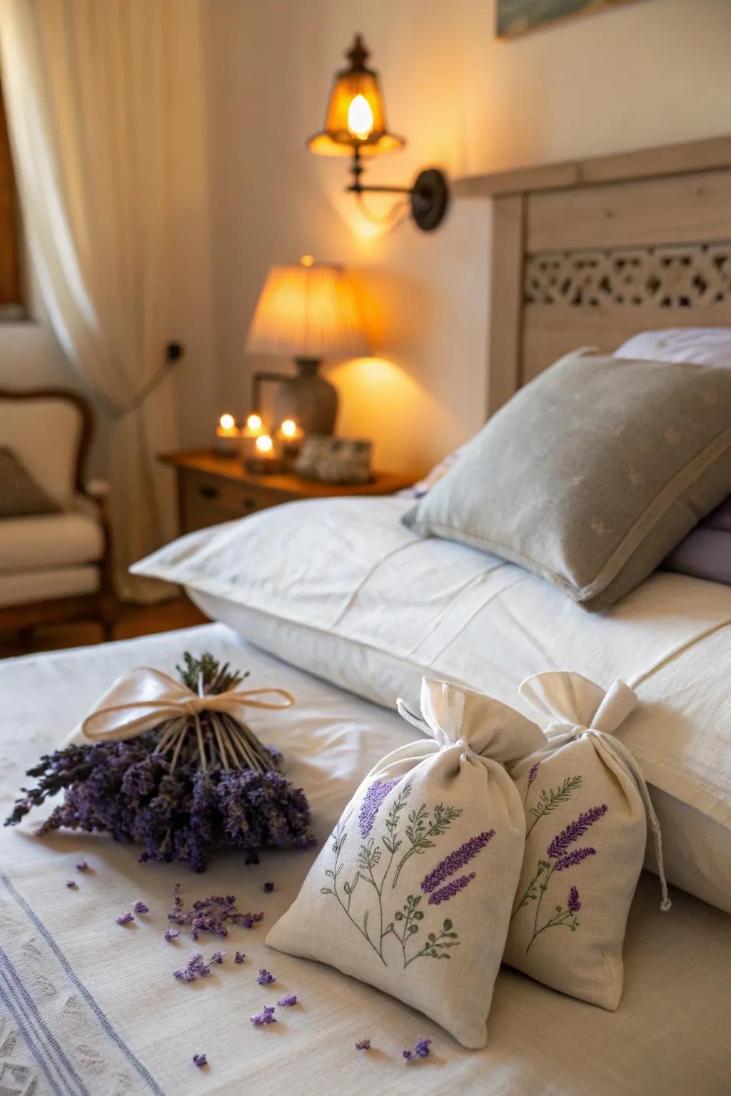 Lavender pouches for a peaceful night's sleep.