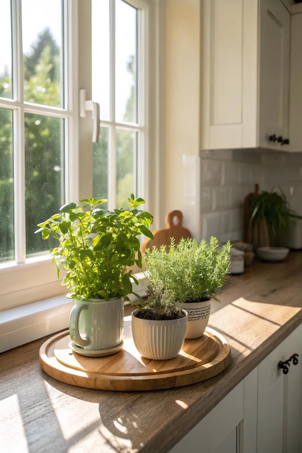 Enhance your kitchen with a spinning organizer herb garden.