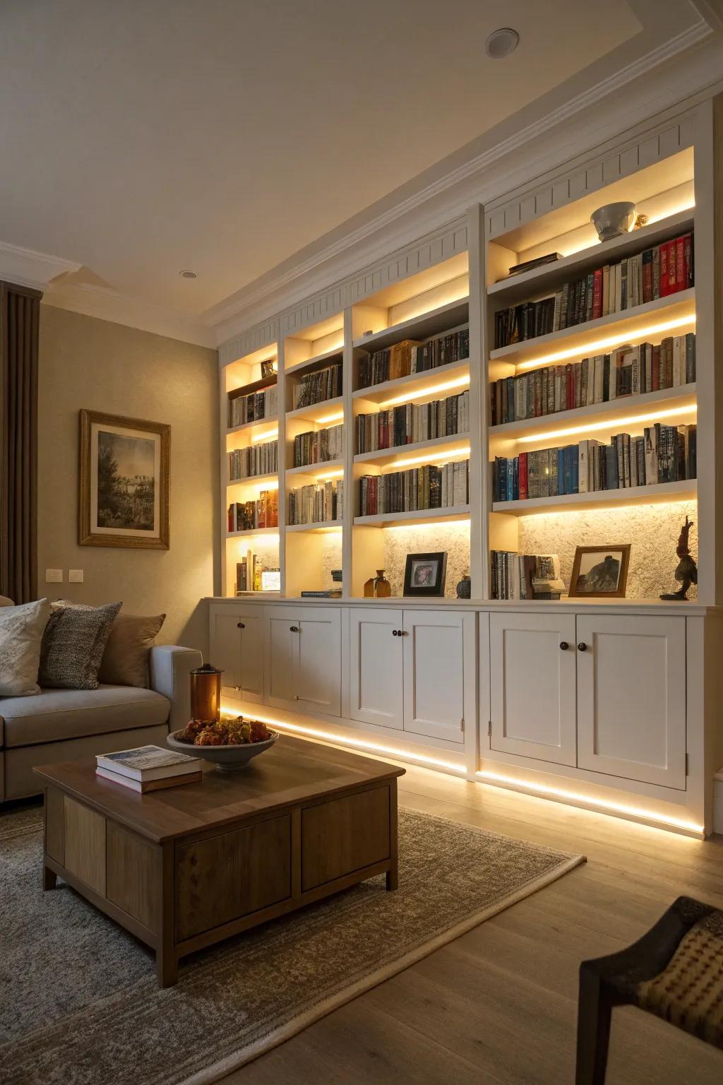 Draw attention to your decor with under-cabinet LEDs.