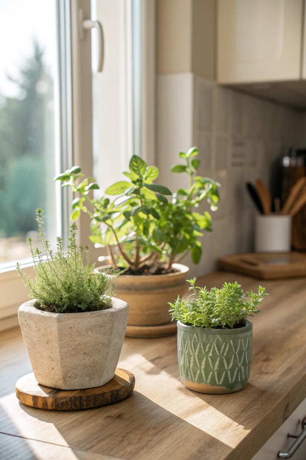 Breathe life into your kitchen using fresh vegetation. 🌿 #GreenKitchen #HomeStyling