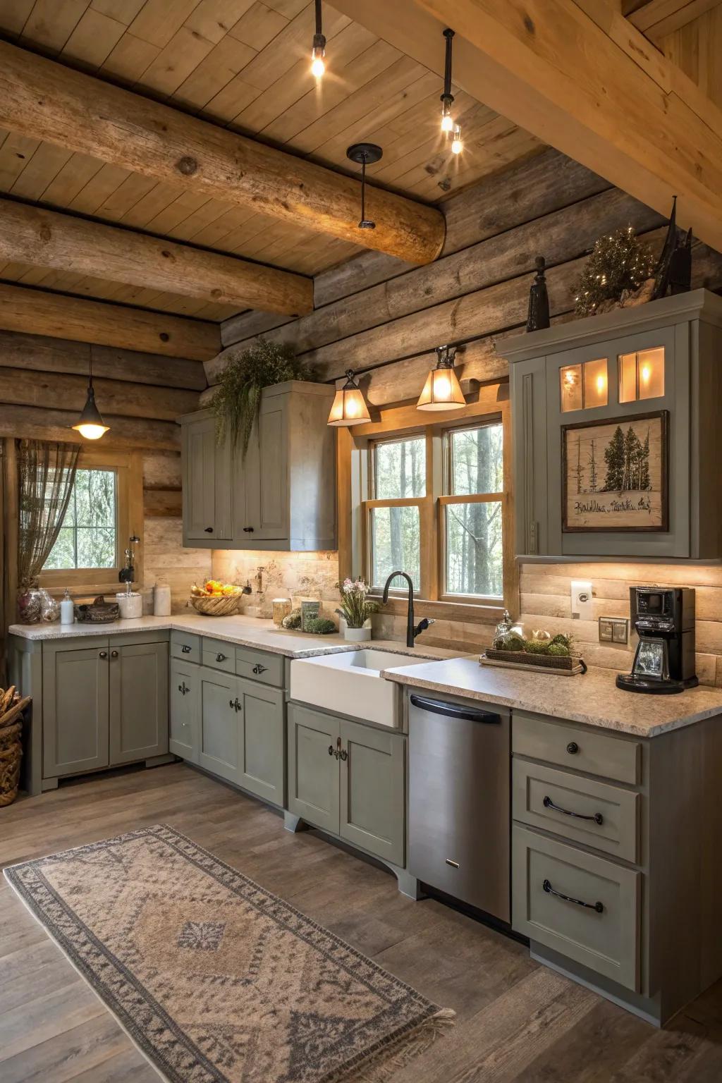 Muted colorful details add an individual touch to this comfortable kitchen.