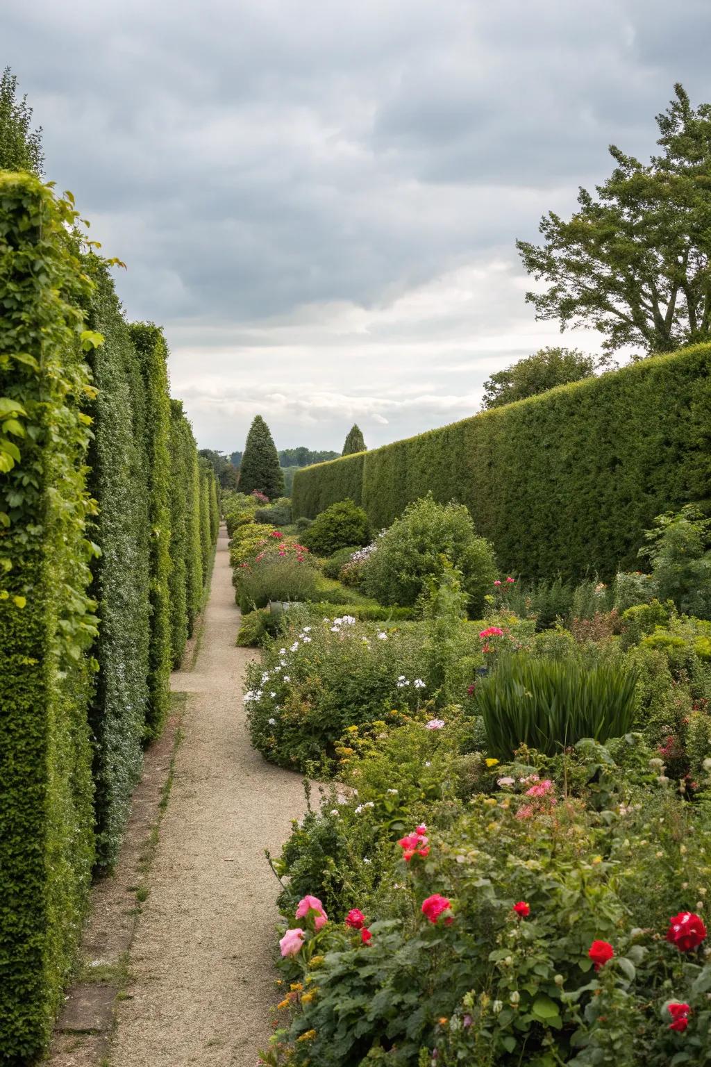 Enjoy natural privacy with lush hedge fencing.