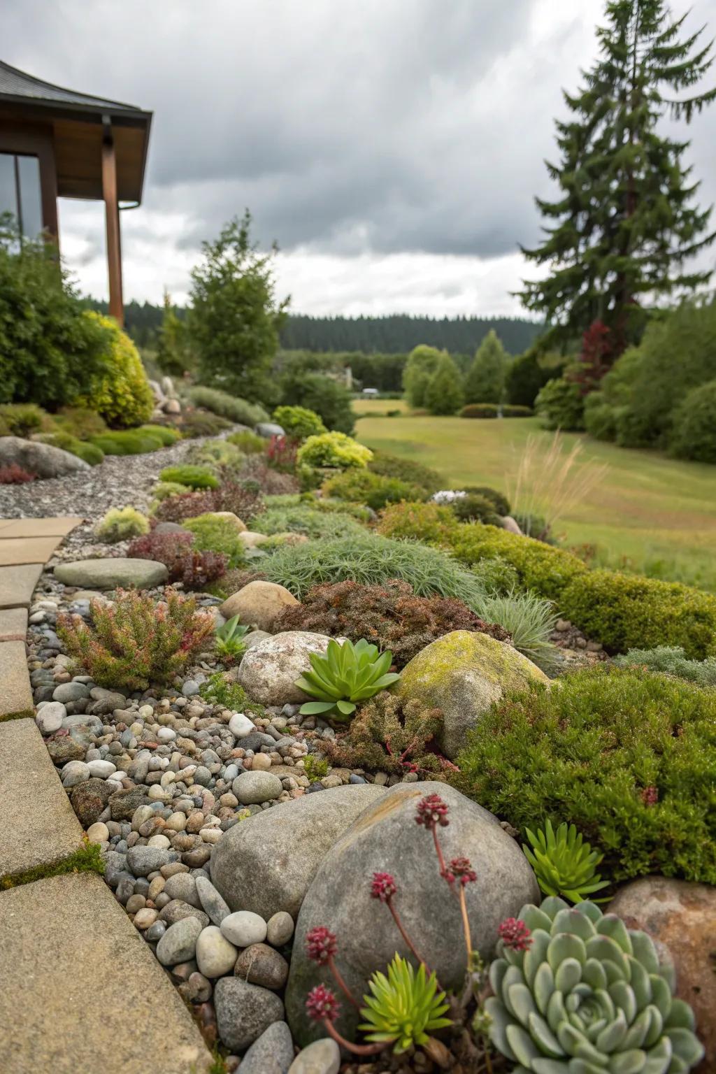 Rock gardens combine beauty with simplicity.
