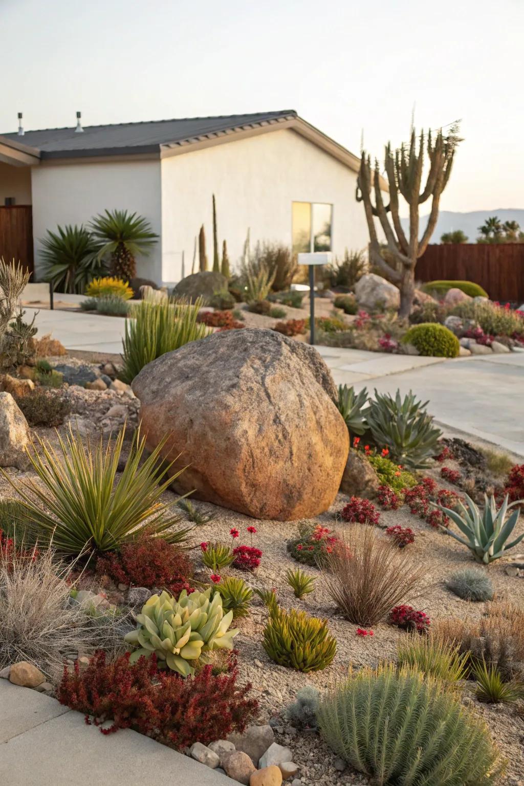 A focal point improves the visual impact of a xeriscape.