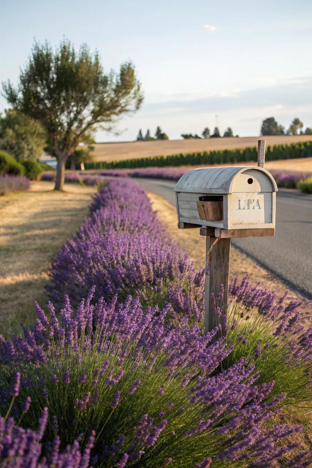 Lavender presents enduring beauty and a soothing aroma to your mailbox garden.