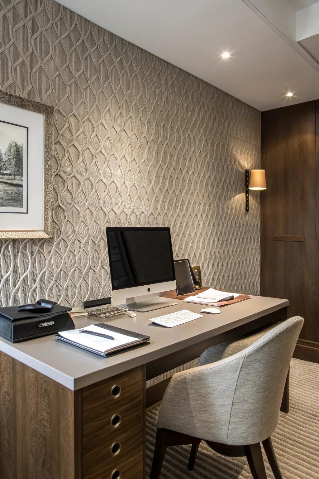 An accent wall enriches your office with visual interest and a personal touch.
