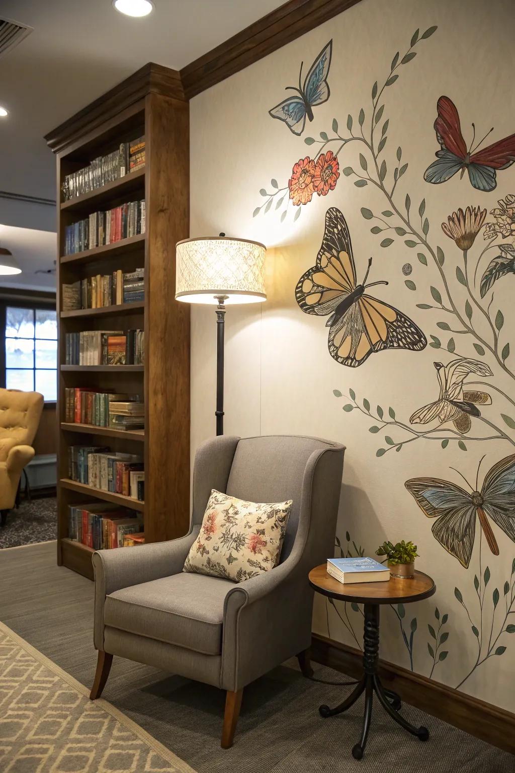 Books morph into butterflies, representing creativity taking flight.
