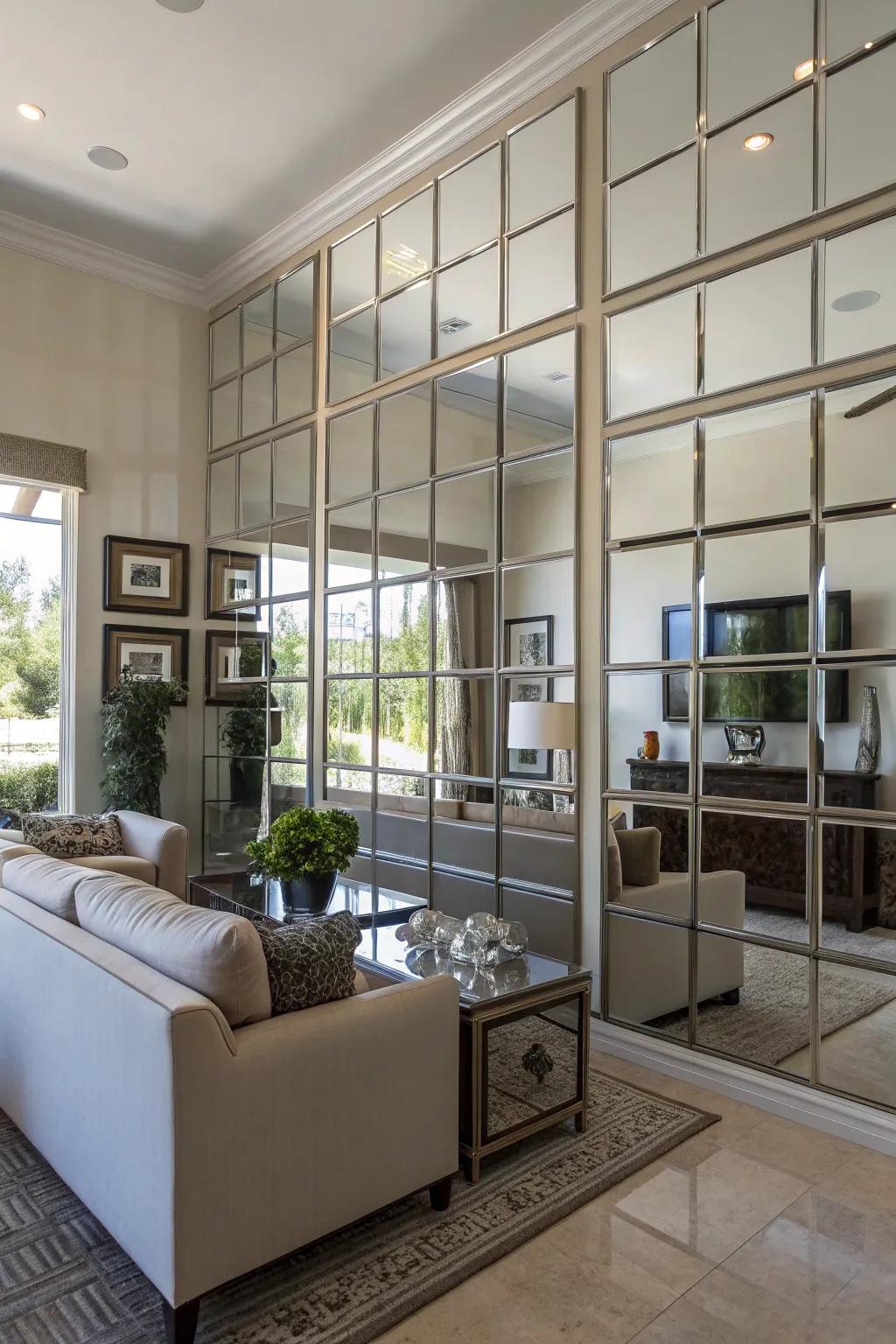 Mirror segments can give any room a feeling of openness and elegance.
