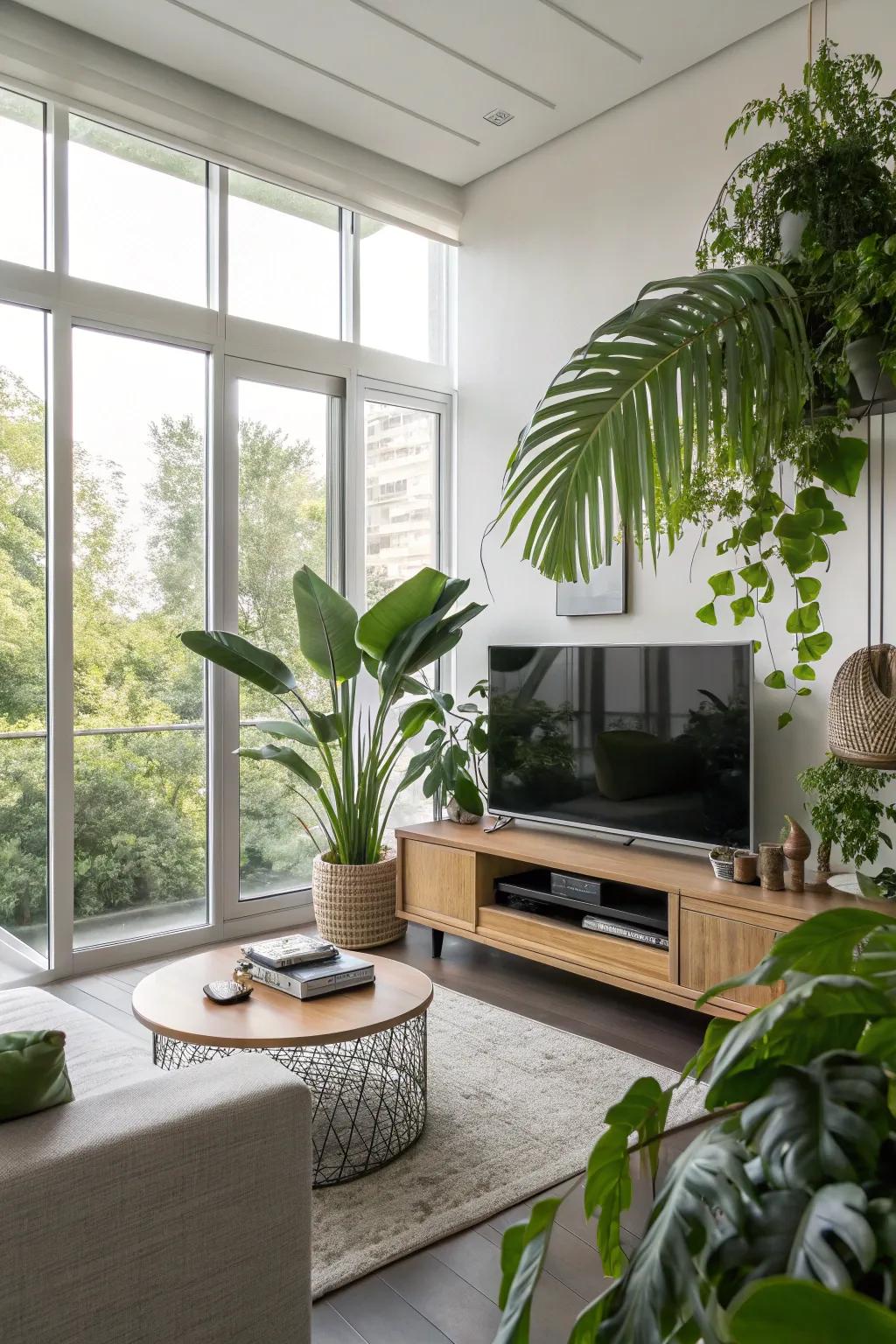 Greenery brings vibrancy and freshness to a living area.