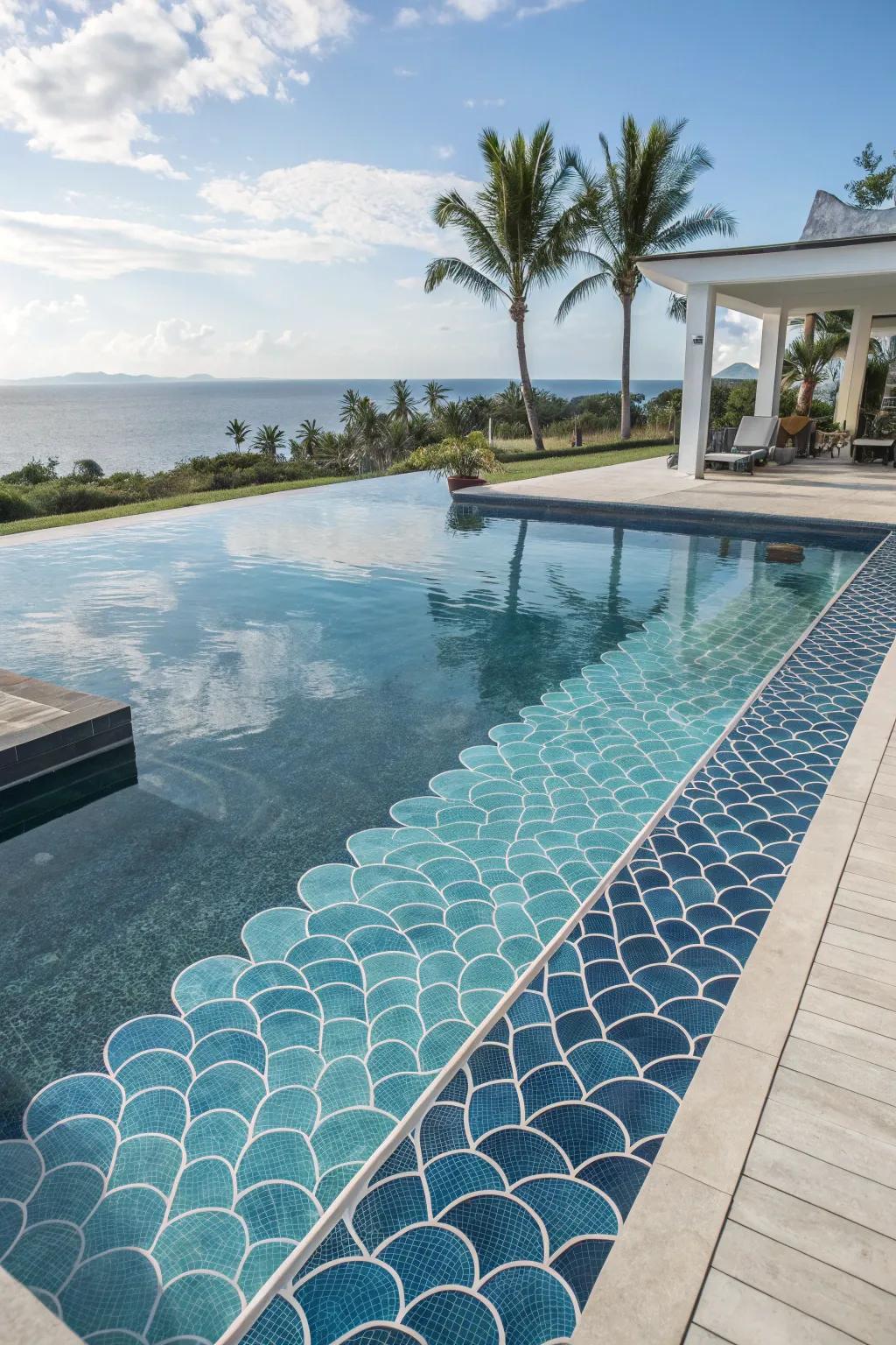 Ocean sky blues introduce peace and serenity to your pool.