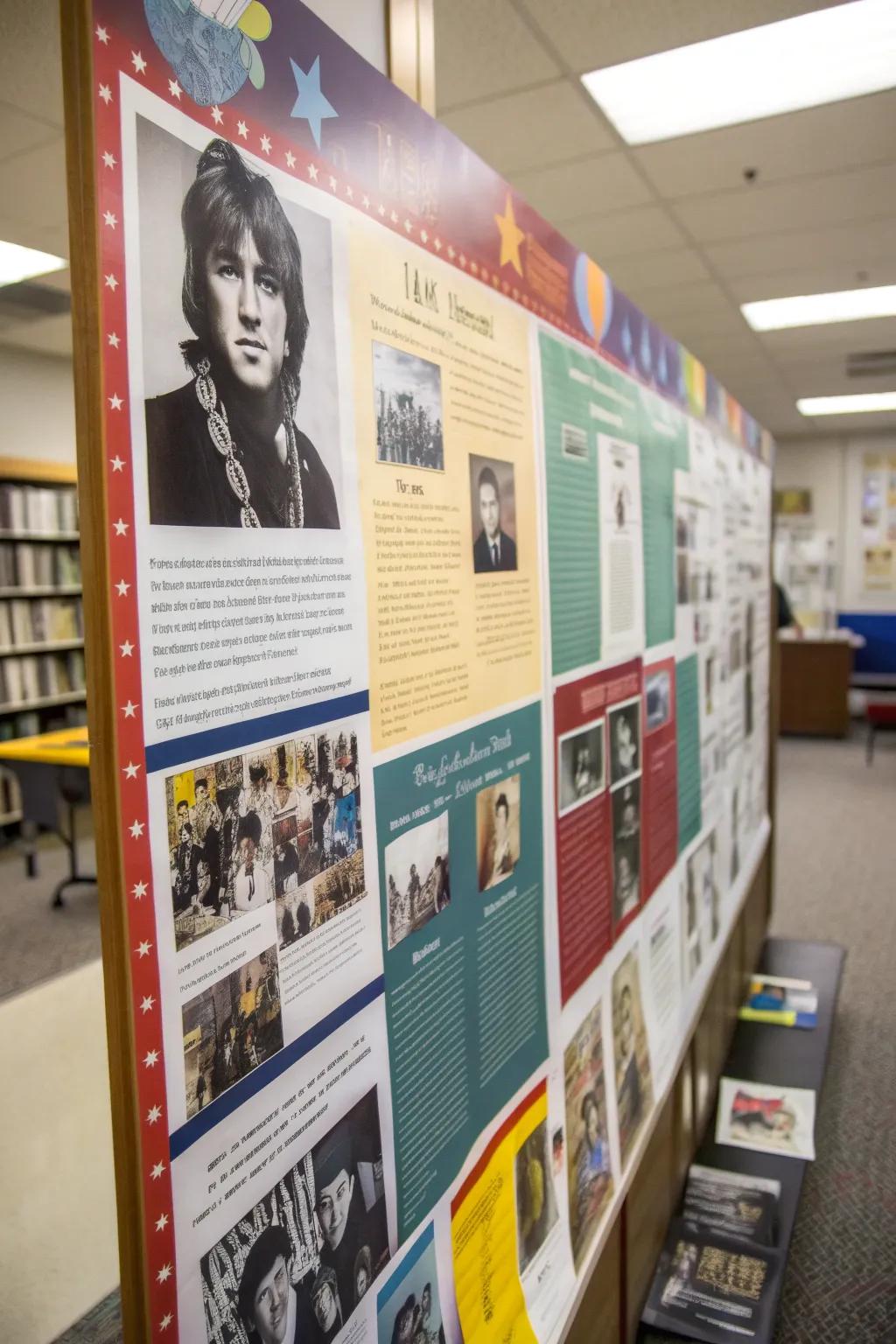 An engaging display board with a timeline of musical eras.
