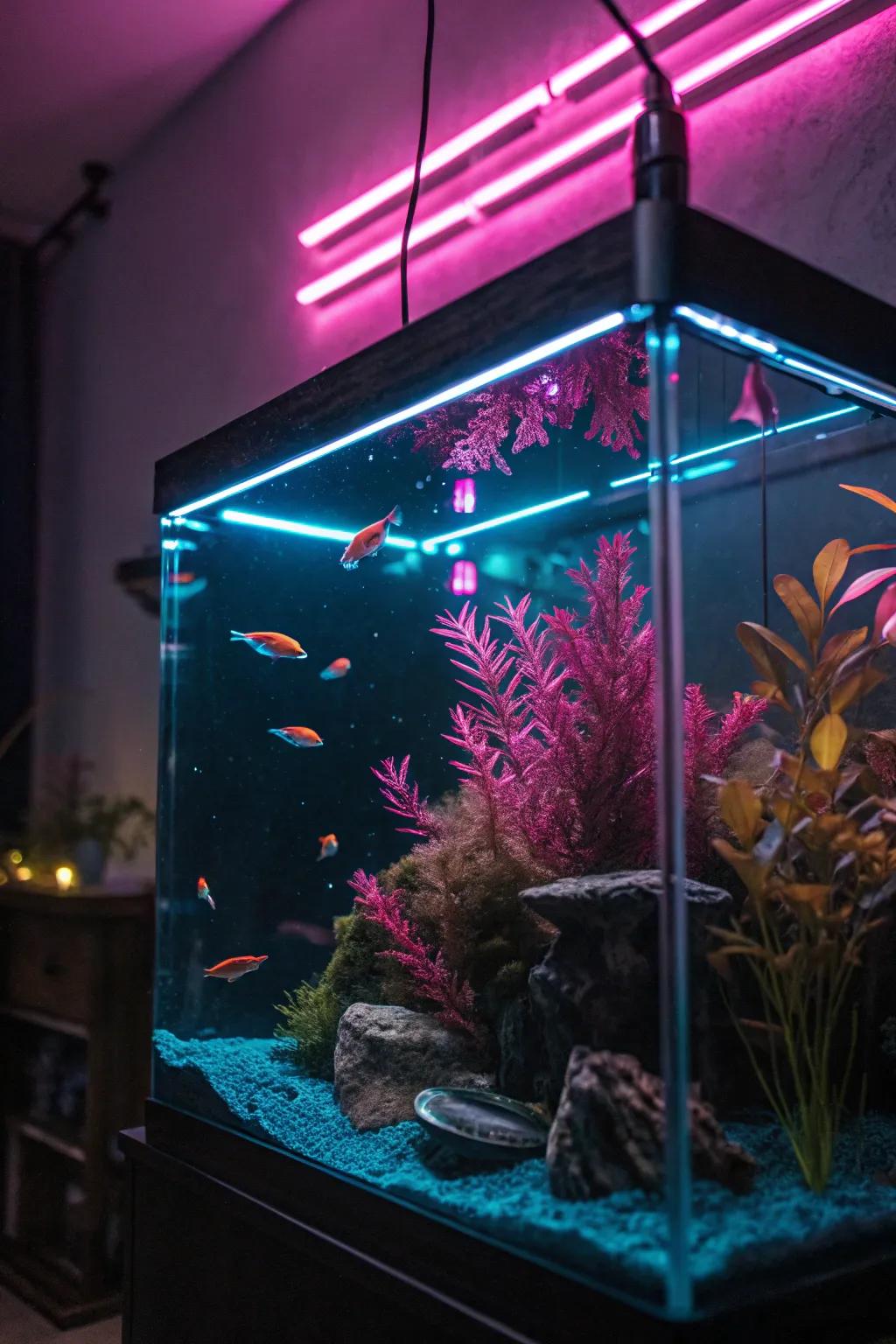 Striking contrasts in fluorescent colors make this tank stand out.