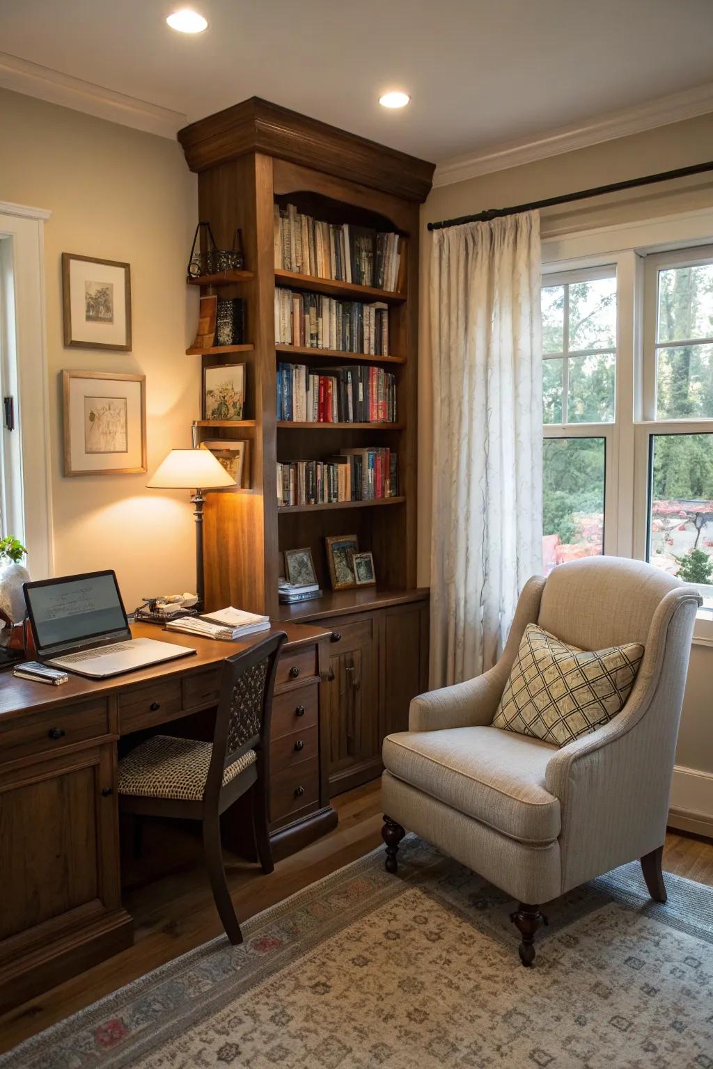 A snug nook for reading and relaxation.