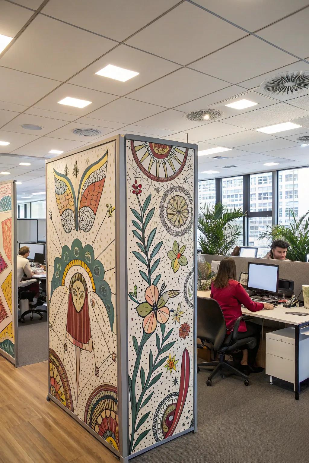 Decorative separations bring an artistic element to office settings.