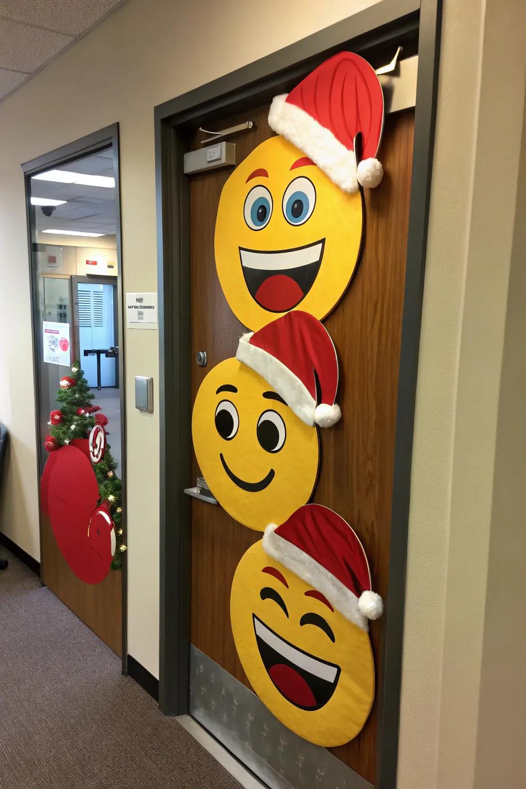 Celebratory emojis contribute grins and laughter to your office decor.