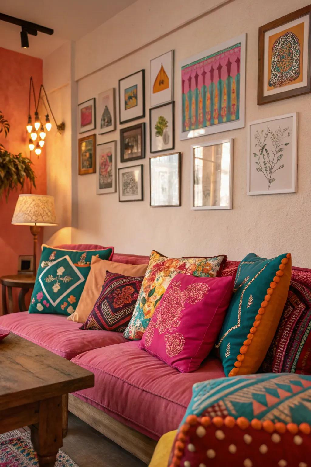 A touch of color brings energy to the room.
