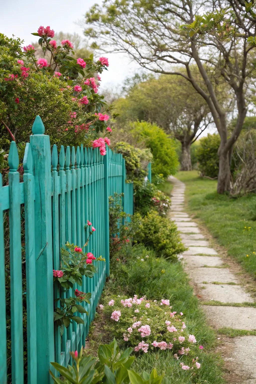 Brighten your space with a brightly painted fence.