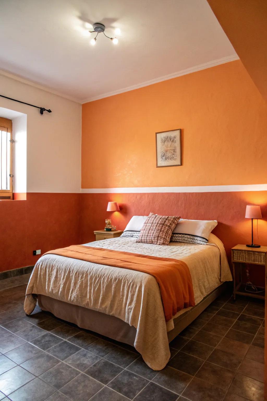 Dual-tone walls introduce dimension and a playful feeling to the space.