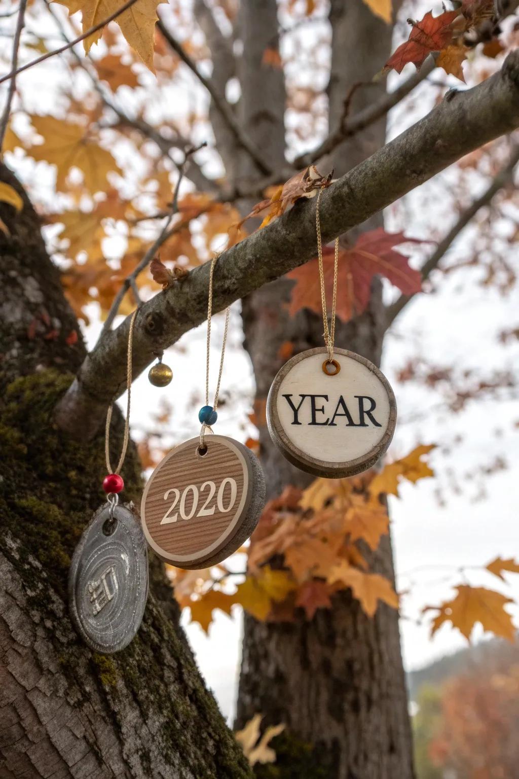Commemorate special years with vintage-style ornament designs.