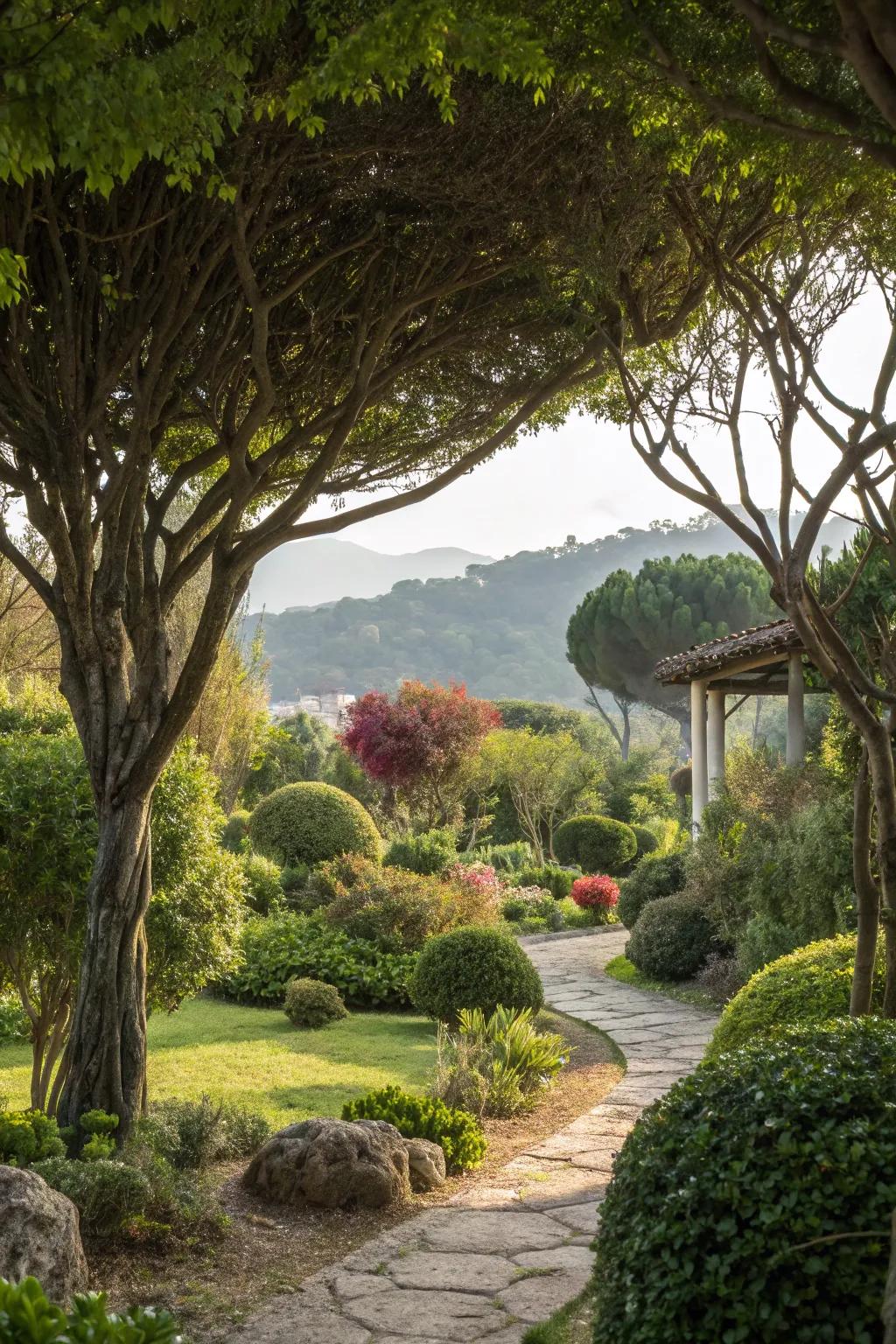 Natural elements enhancing the garden's organic feel.