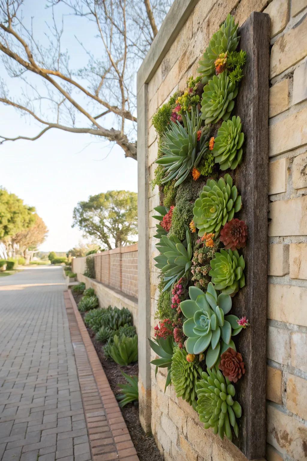 Transform your wall into art using succulents.