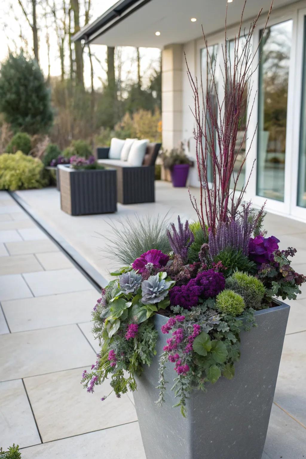 Lilac tones add an unexpected and delightful twist.