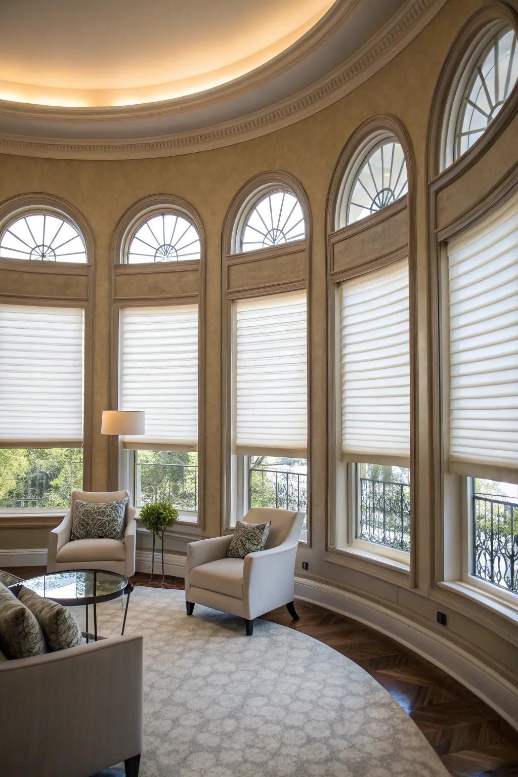 Matching blind styles across all windows make a unified look.