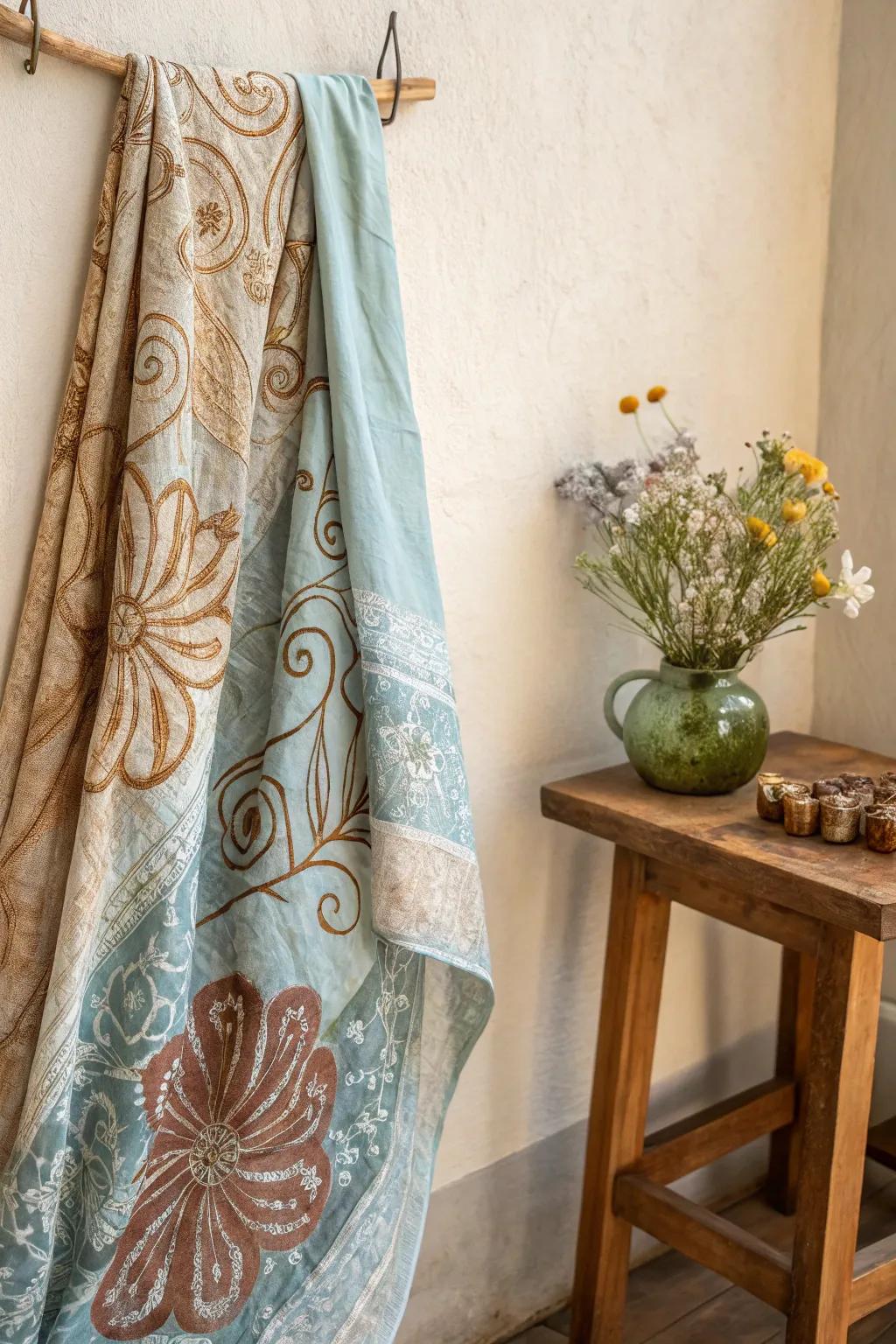 Explore textile batik with adhesive for a dash of bohemian appeal.