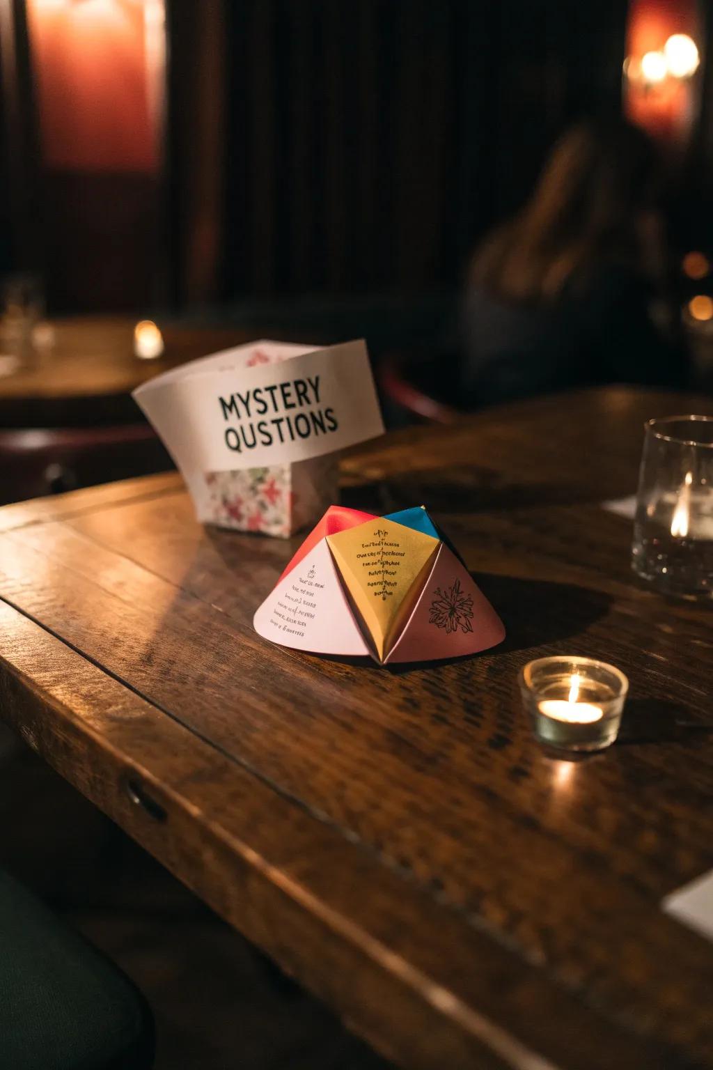 Spark deep conversations with mystery questions in your fortune teller.