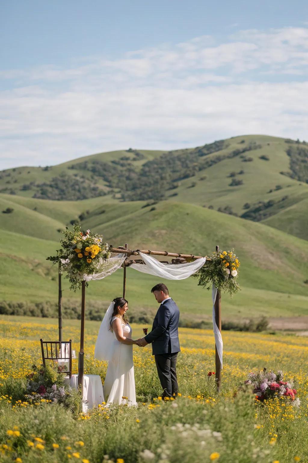 Undulating hills present a stunning backdrop for the ceremony.