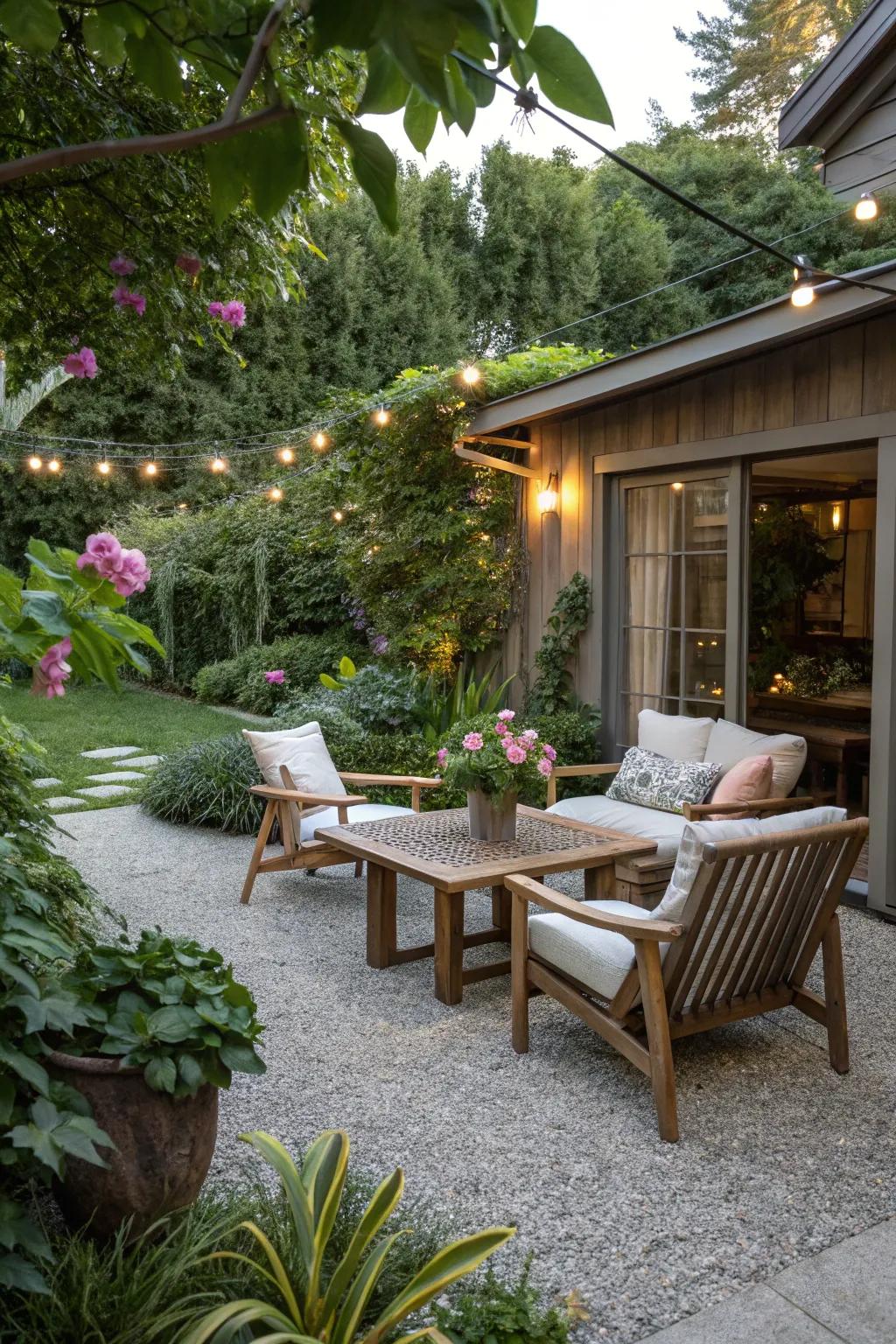 Achieve a natural, beachy vibe with tiny stones.