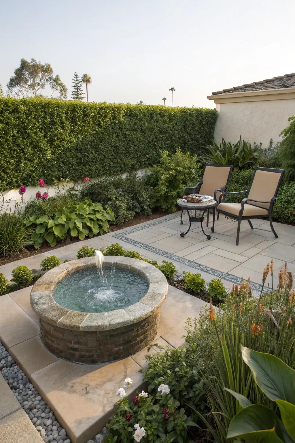 A tranquil liquid feature adding calm to the patio.