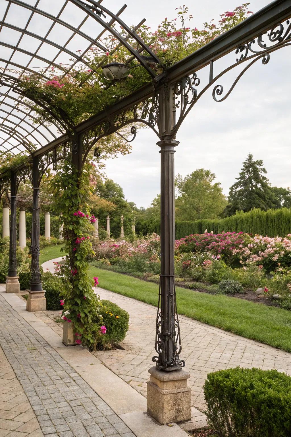 Hand-worked iron detailing contributes vintage appeal.