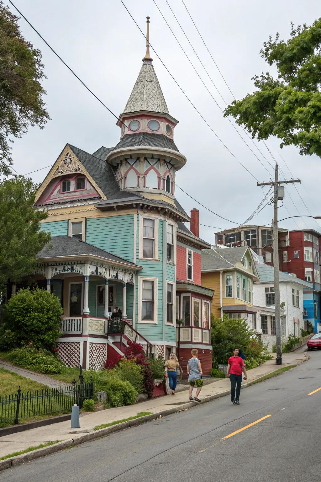 A house with an eclectic cupola, showcasing a fusion of styles.