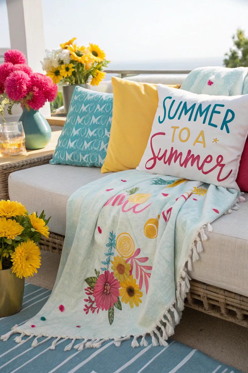 A seasonal throw displayed on a sofa, reflecting a shift in decor theme.