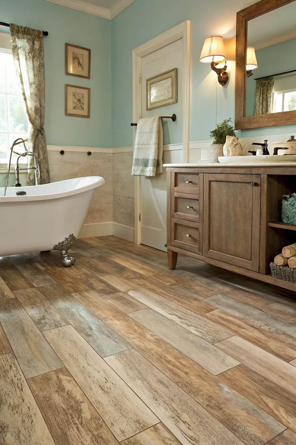 Stimulate classic style with classic colors that pay homage to vintage charm. 💫 #VintageDecor #BathroomInspo