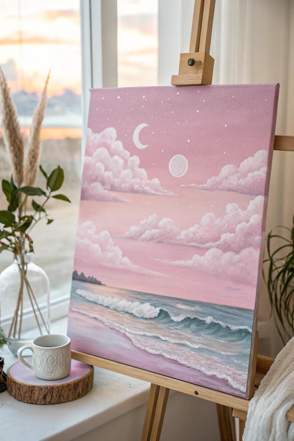 A delicate and serene light pink dreamscape.