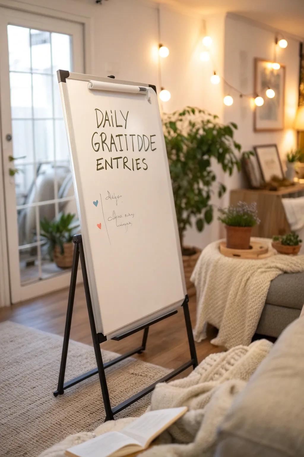 Promote positivity with a daily gratitude board.