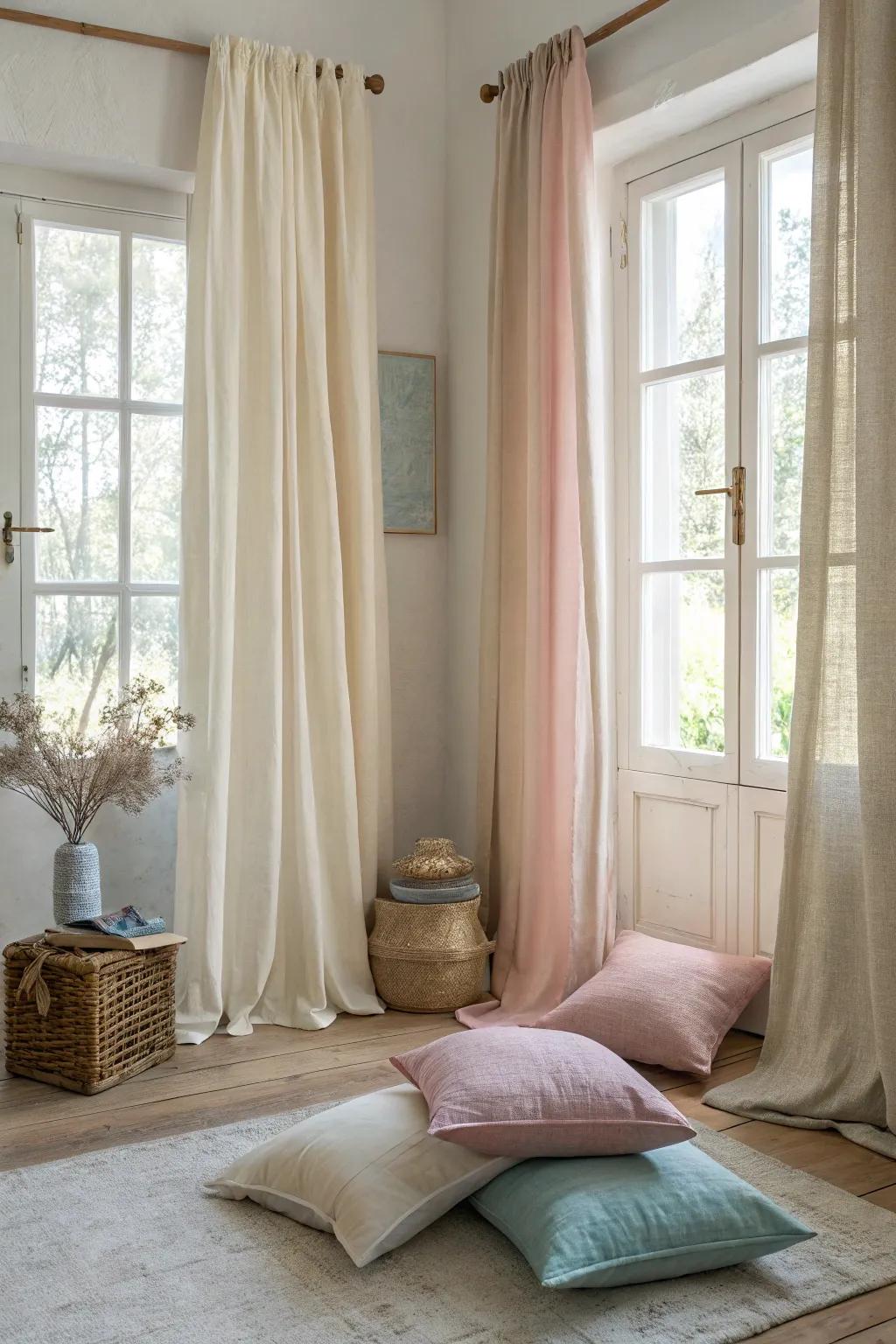 Light textiles create an open, relaxed vibe.