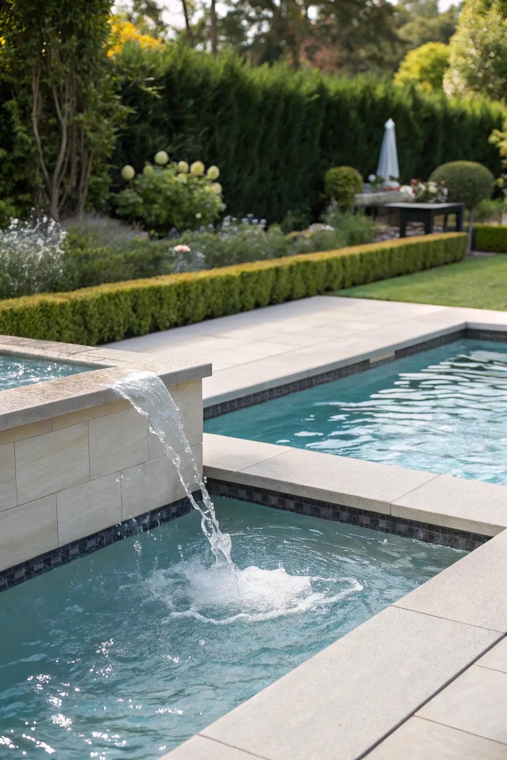 Water features in coping designs impart a luxurious feel.
