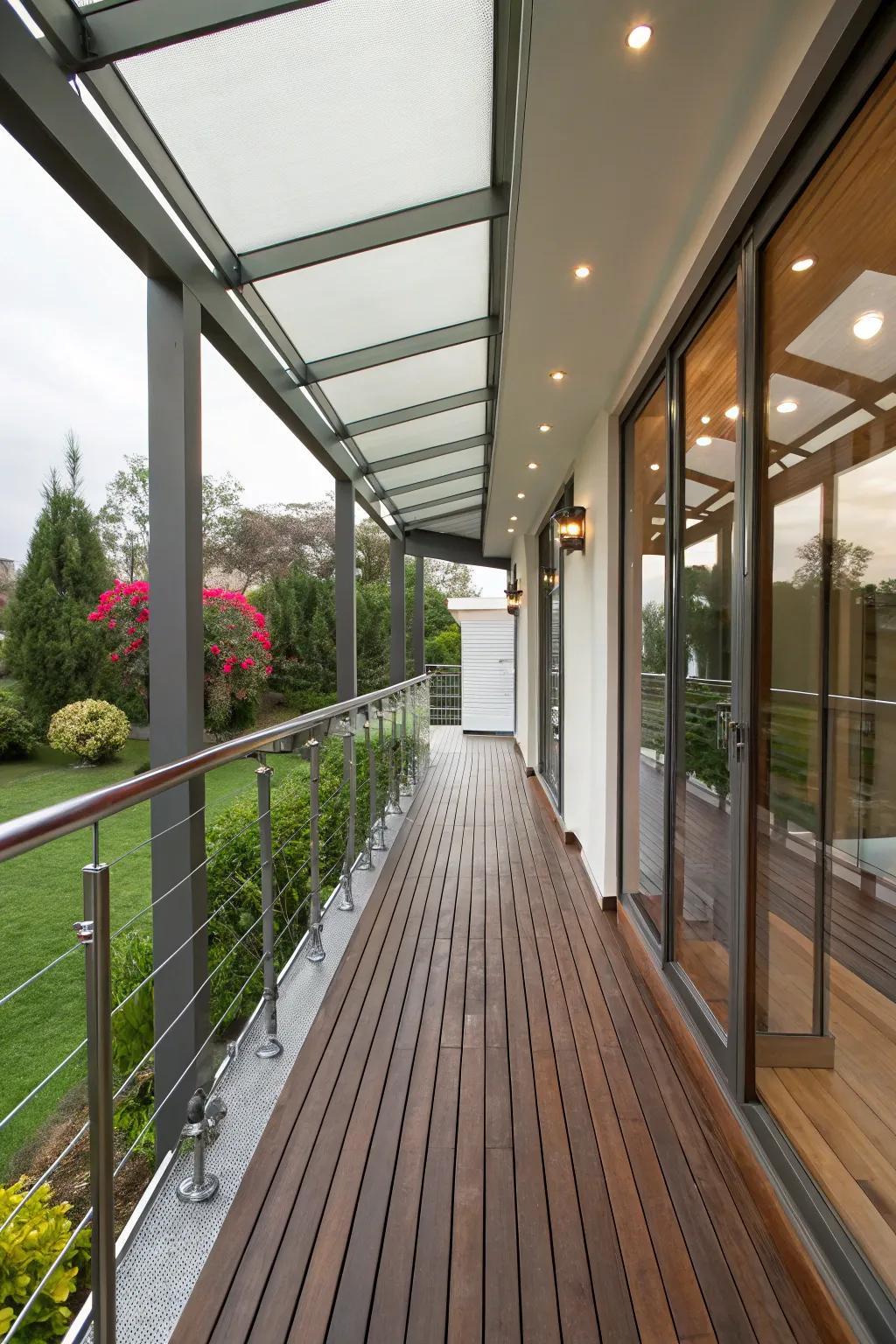 Sleek modern design with combined materials.