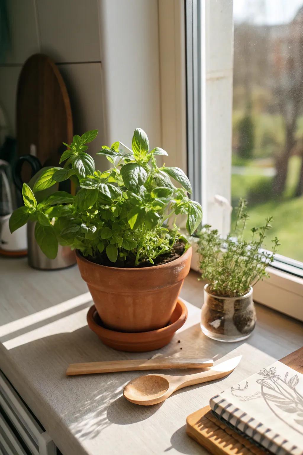 Functional and fragrant herb pot for the kitchen.