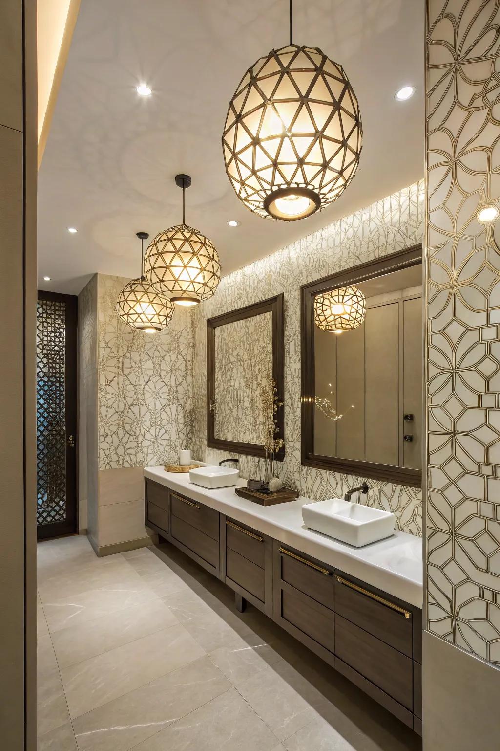 Geometric fixtures introduce an artistic aspect to the area.
